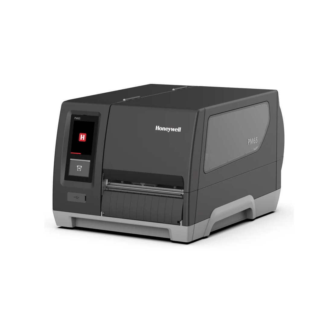Промышленный принтер этикеток, Honeywell, PM65A10000000200, термотрансферный, 203 dpi, ширина печати 6″, сенсорный дисплей, сенсорный дисплей, интерфейсы Ethernet, Serial, USB, Bluetooth Low Power, стандартный ролик, втулка 3″, без кабеля питания, чёрный