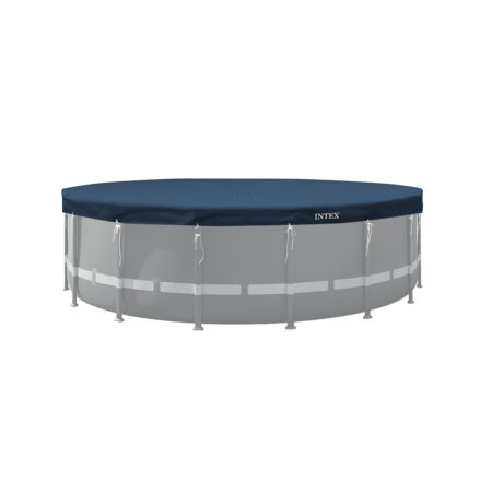 Тент для каркасных бассейнов диаметром 488 см Deluxe, INTEX, 28084, Трехслойный PE, Всесезонный, Усиленный, Тёмно-синий, Цветная коробка