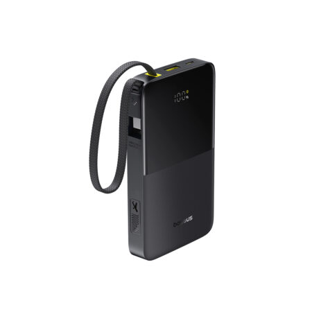 Портативный внешний аккумулятор, Baseus, EnerFill FC51 Bipow2 Pro, E0027600, 10000 мА·ч, 22,5 Вт, USB-C, USB-A, Встроенный кабель USB-C, Цифровой дисплей, PD, QC, SCP, FCP, Черный