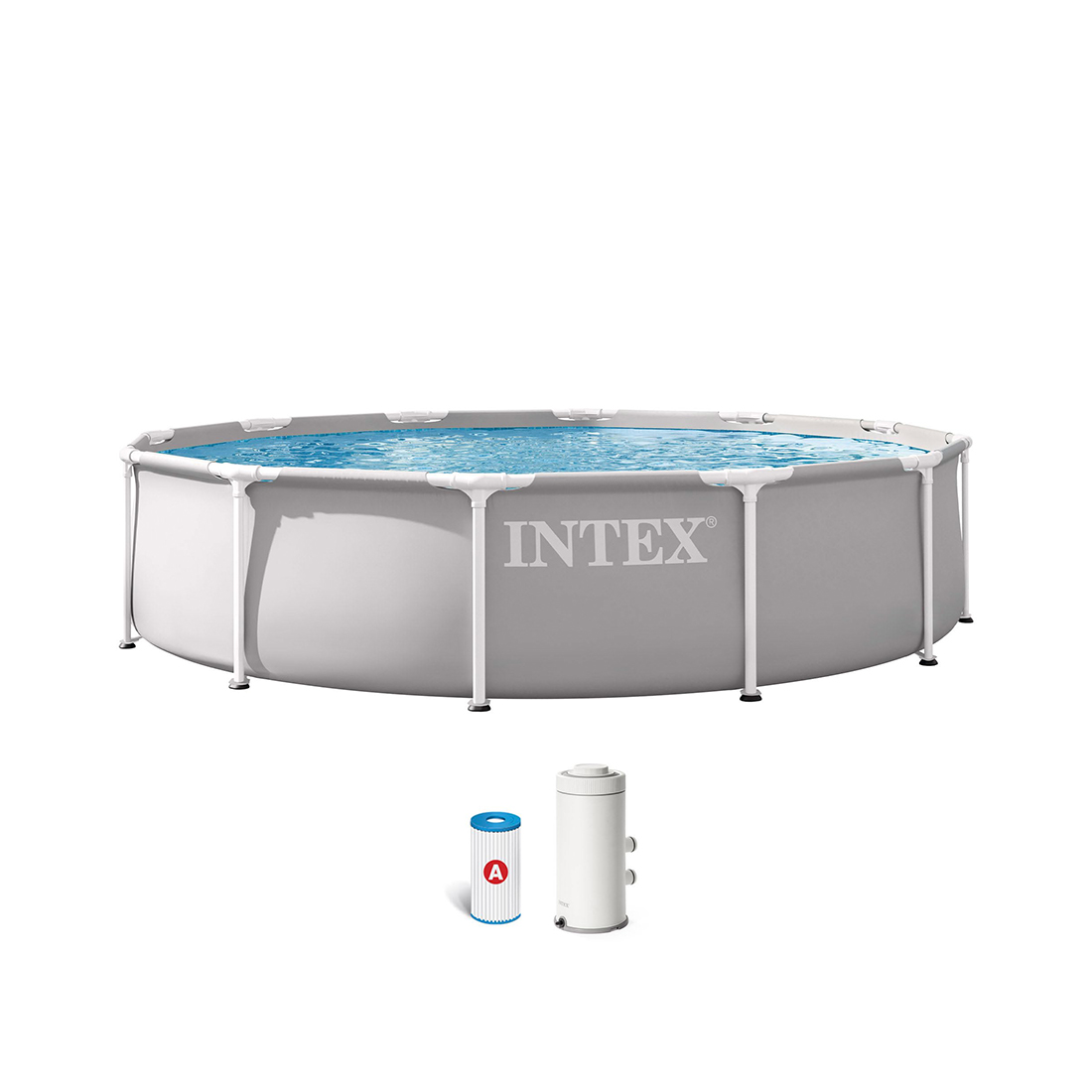 Каркасный бассейн Prism Frame 366 х 76 см, INTEX, 26712ND, Винил, 6503 л., Стальной каркас, Ф-насос 28604 (2006л/ч), Серый, Цветная коробка