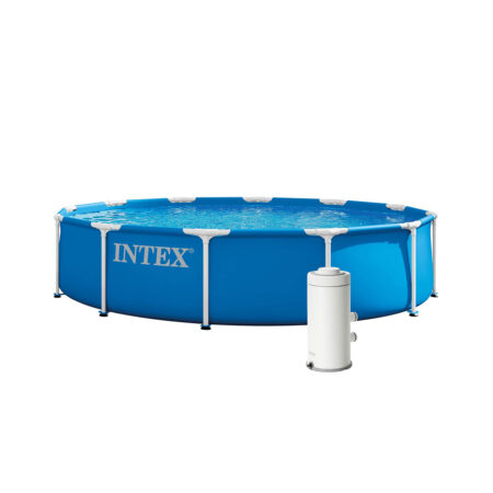 Каркасный бассейн Metal Frame 366 х 76 см, INTEX, 28212ND, Винил, 6503 л., Стальной каркас, Ф-насос 28604 (2006л/ч), Синий, Цветная коробка