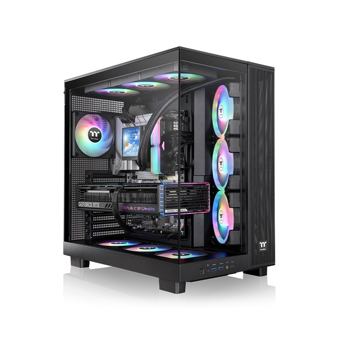 Компьютерный корпус, Thermaltake, View 380 XL TG ARGB, CA-11E-00M1WN-00, ATX / Micro ATX / Mini ITX, 1*3.5"/2*2.5", Высота кулера до 160 мм, Длина VGA до 420 мм, 471 x 288 x 469 мм, Без Б/П, Черный
