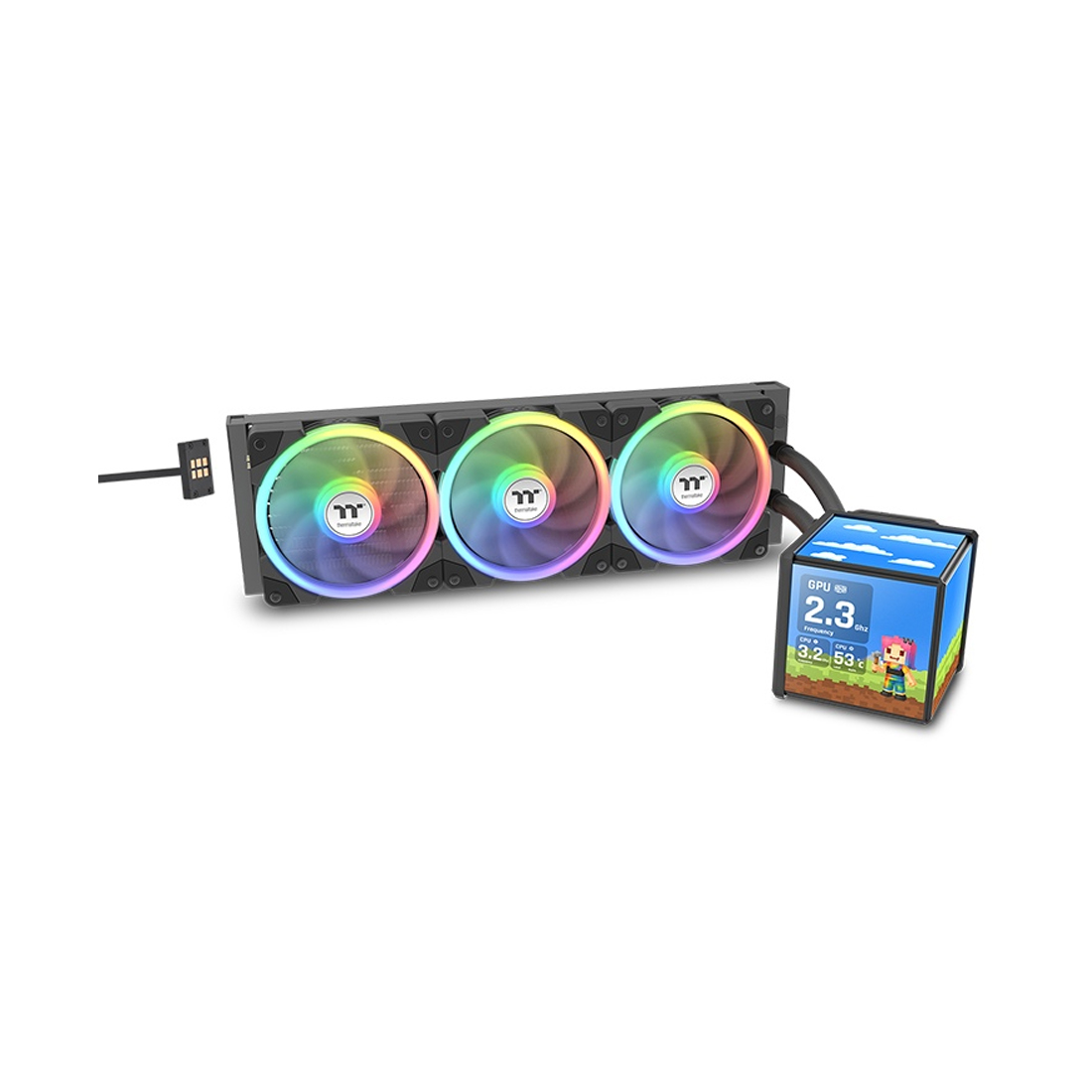 Кулер с водяным охлаждением, Thermaltake, MINECUBE 360 Ultra ARGB Black, CL-W481-PL12SW-A, Intel LGA 2066/2011-3/2011/1851/1700/1200/1156/1155/1151/1150, AMD AM5/AM4/, TDP 360W Вт, 3*12см, 500~2000 об/мин, 57.11, 32.5, Черный