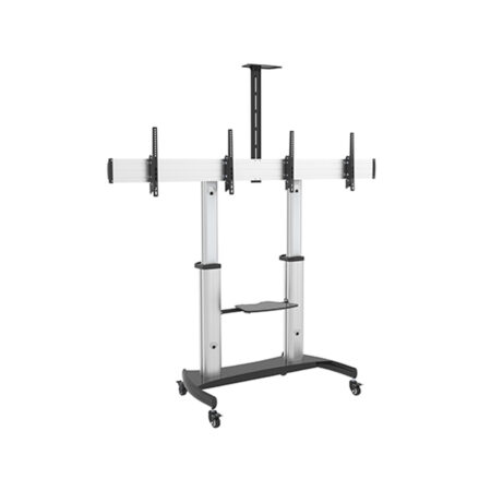 Стойка мобильная, Brateck, TTD07-46TW, 37"-60", Макс. нагрузка – 50 кг x2, Высота 1235~1685 мм, Угол поворота 0°/0°, Диапазон наклона -10°/5°, Серый с черным