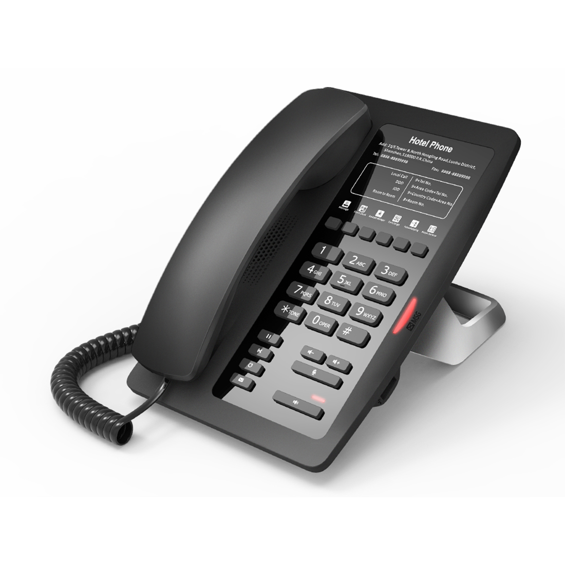 IP-телефон, Fanvil, H3 (B), отельный, 2 SIP-линии, чёрный, гостиничный, 1xUSB, 2xFE, PoE, без дисплея, 6 DSS-клавиш, блок питания в комплекте