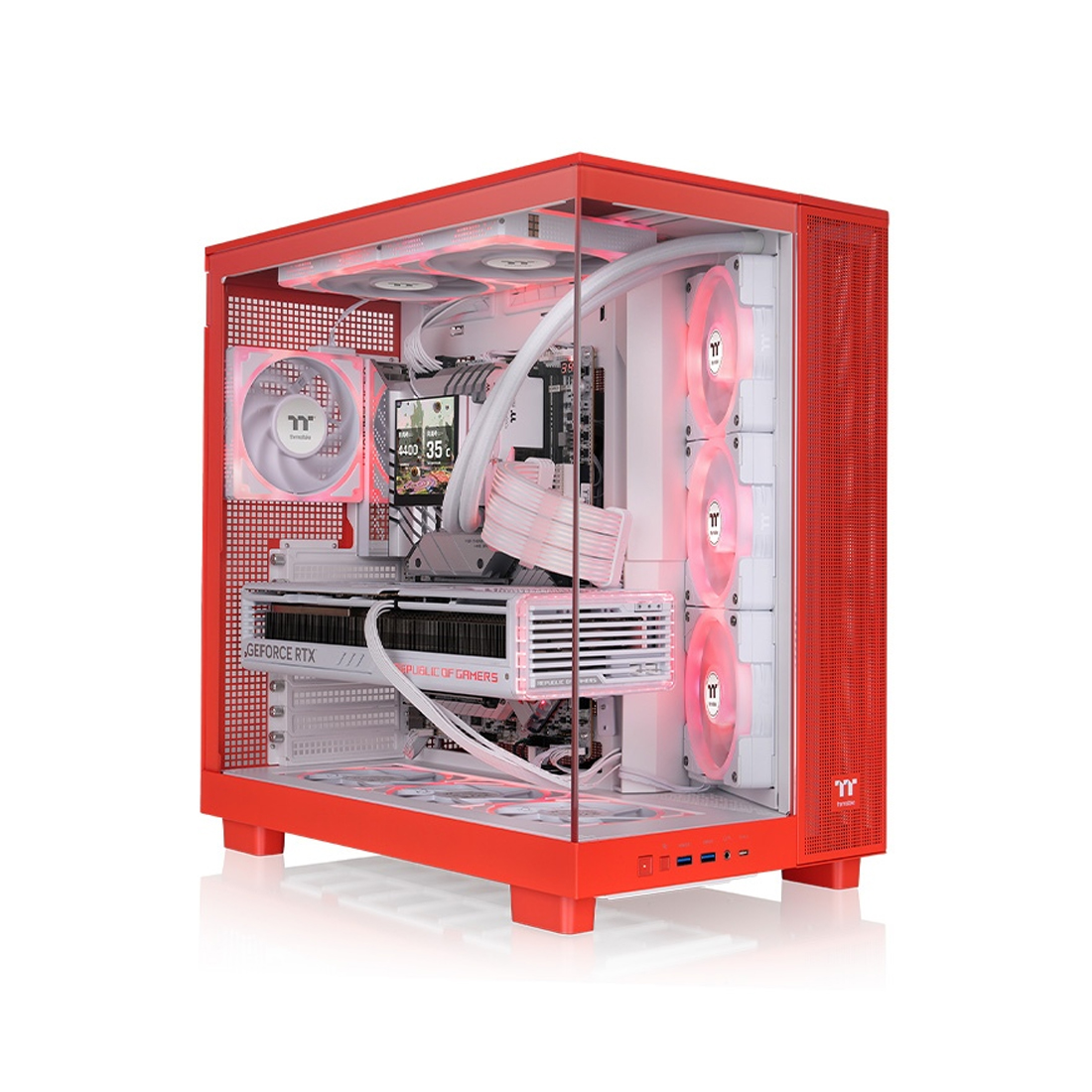 Компьютерный корпус, Thermaltake, View 380 XL TG ARGB Flaming Orange, CA-11E-00MRWN-00, E-ATX / ATX / Micro-ATX / Mini-ITX, 1*3.5"/3*2.5", Высота кулера до 160 мм, Длина VGA до 450 мм, 471 x 288 x 469 мм, Без Б/П, Оранжевый