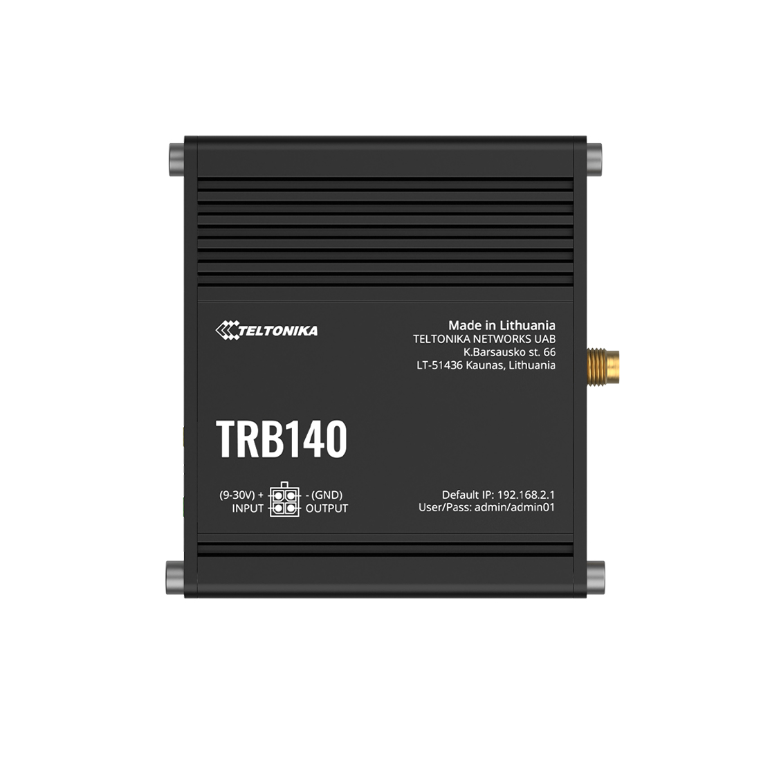 Сетевой шлюз, Teltonika, TRB140, LTE Cat4, 1 порт 10/100/1000M RJ-45 (LAN), WAN через 4G LTE до 150 Мбит/с, слот Micro-SIM, промышленное исполнение.