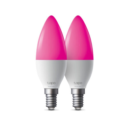 Умная многоцветная WiFi лампа, Tp-Link, Tapo L430C(2-pack), 2.4 ГГц, Диммируемая, 470 Lumens, 2500-6500 K, B38, E14.