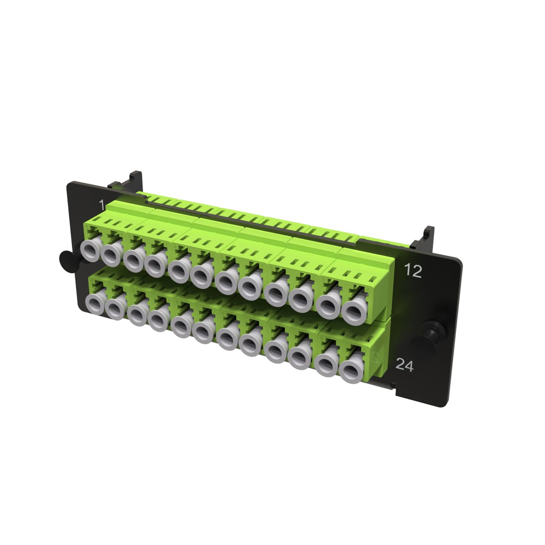 Адаптерная планка, DKC, RNAP12L1UV, с установленными 12xLC Duplex адаптерами (цвет адаптера - желто-зеленый), OM5, 1 HU