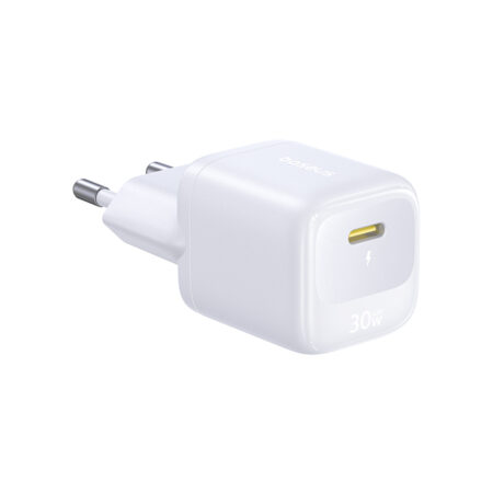 Адаптер питания, Baseus, EnerFill FN22, E0123101, GaN, 1  USBC, 30 Вт, 5 В  3 А, 9 В  3 А, 12 В  2,5 А, 15 В  2 А, 20 В  1,5 А, PD 3.0, QC 3.0, PPS, 100–240 В~, 50/60 Гц, 0,8 А, EU, Moon White, Белый