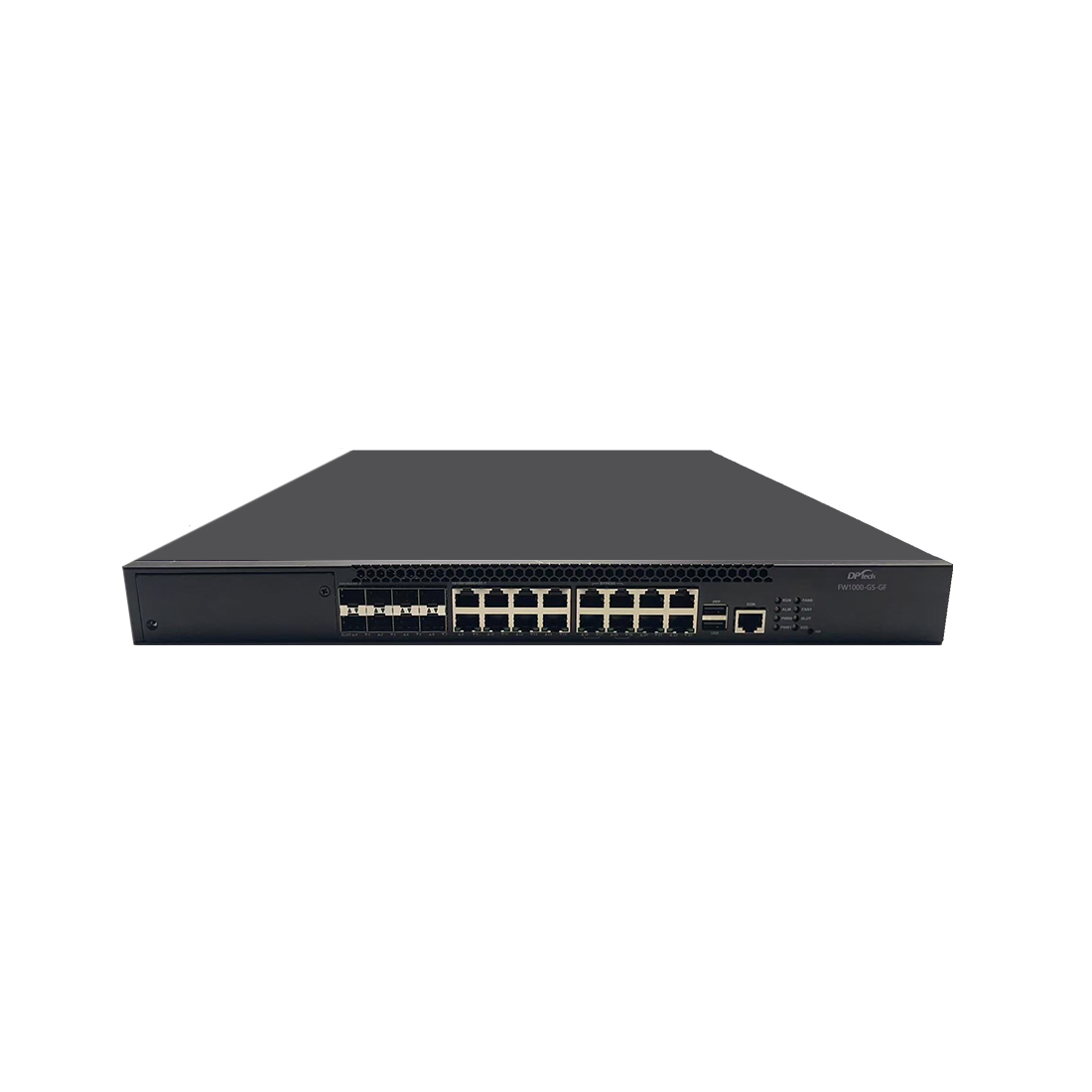 Межсетевой экран, DPtech, FW1000-GS-GF, NGFW, FW до 4 Гбит/с, NGFW до 1,65 Гбит/с, IPSec VPN до 2 Гбит/с, 16xGE, 8SFP, 1U, двойное AC питание